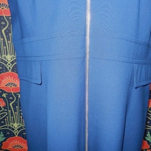 Lafayette 148 NY Marine Blue Wool Zip Front Sleeveless Carlina Shift Dress 18 - Picture 4 of 6